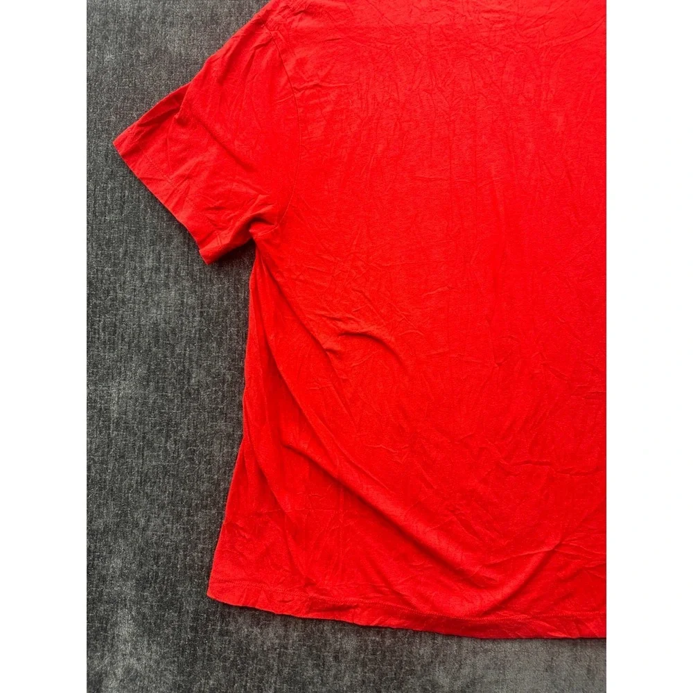 Nike Tee Shirt Mens Large Red Swoosh Graphic Print Logo Crew Neck Short Sleeve